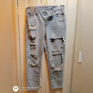 Arizona Jean Company Ripped Light Denim Boyfriend Jeans